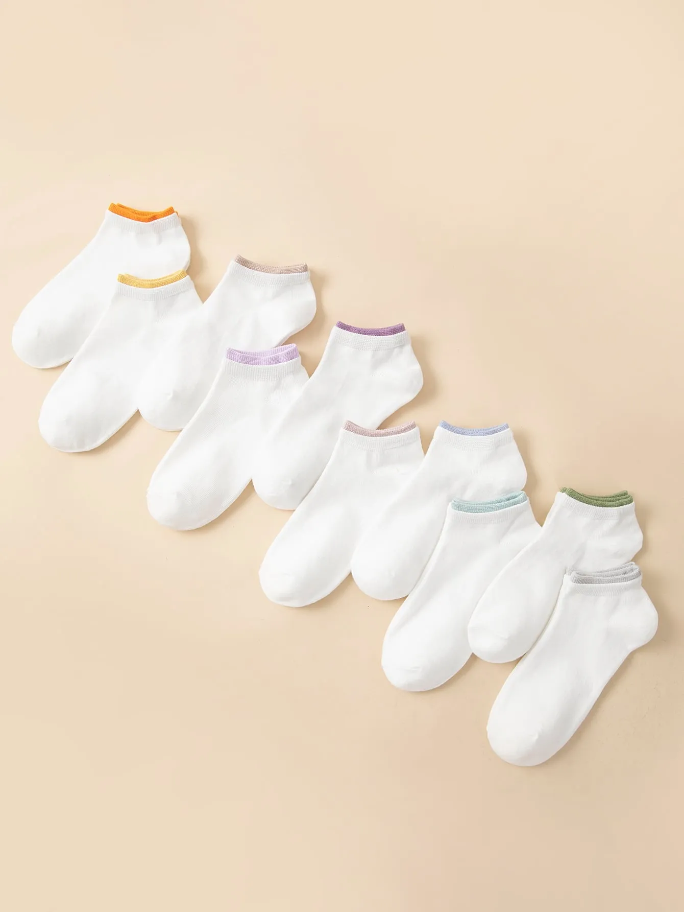 10pairs Contrast Trim Ankle Socks