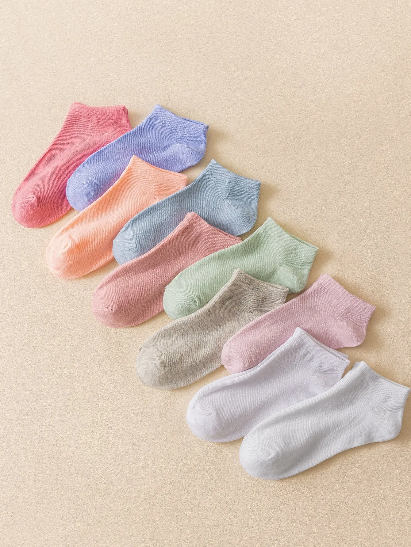 10pairs Solid Ankle Socks