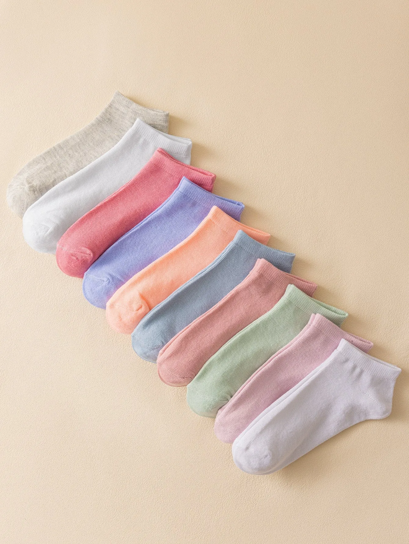 10pairs Solid Ankle Socks