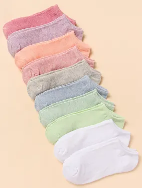 10pairs Solid Ankle Socks