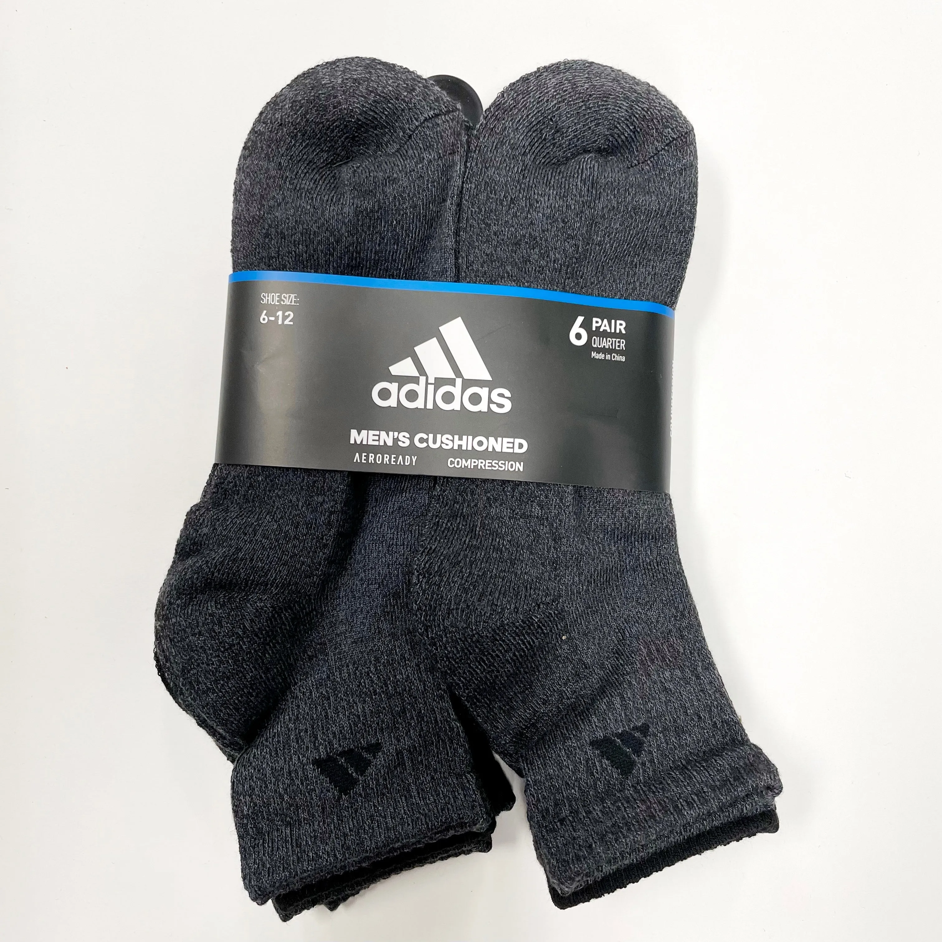 Adidas Men's Cushioned quarter-cut 6 pairs socks