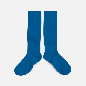 Adult's Cotton Knee Socks - Blue Sapphire