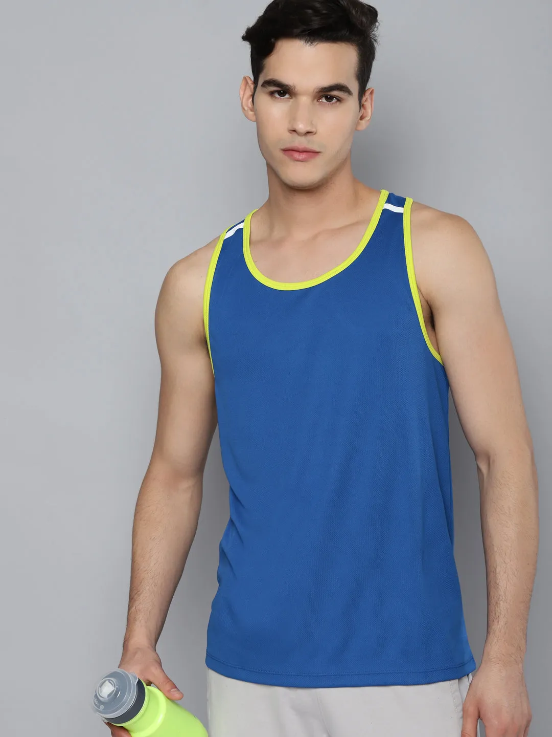 Alcis Men Blue Slim Fit Training or Gym T-shirt