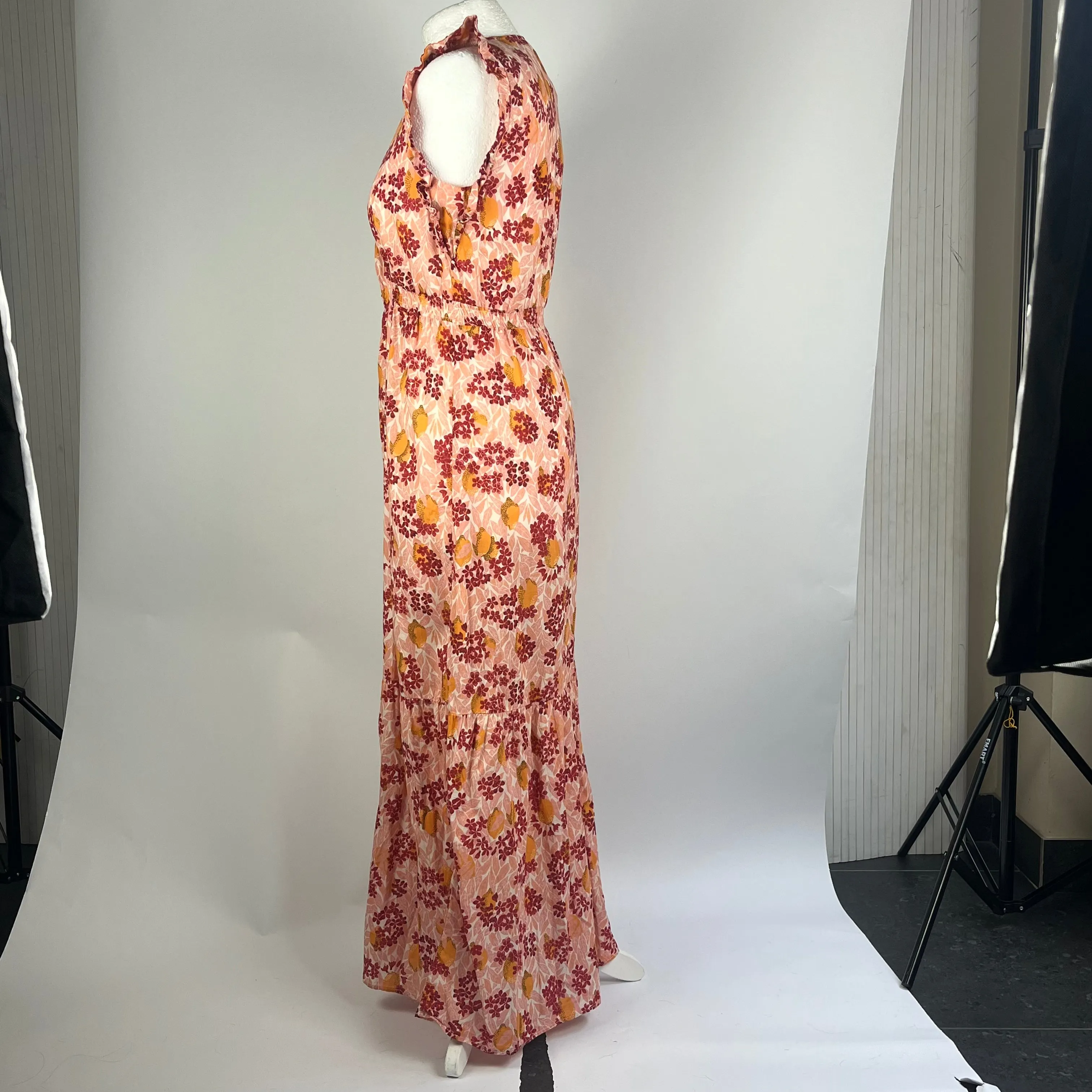 An'ge Shades of Pink Floral Print Cotton Maxi Dress XS