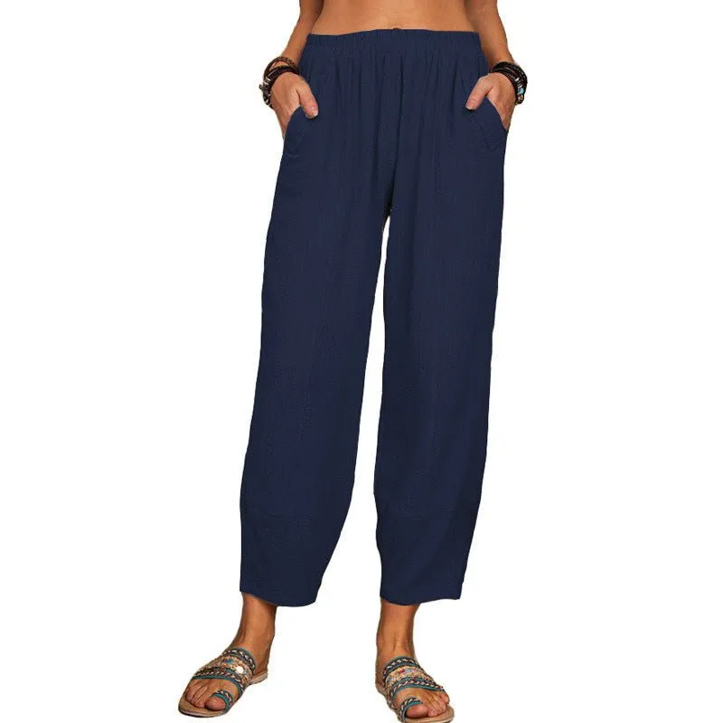 Ankle Length Wide Leg Casual Pants