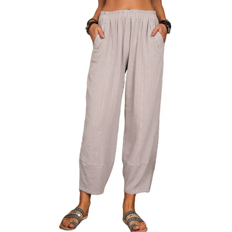 Ankle Length Wide Leg Casual Pants