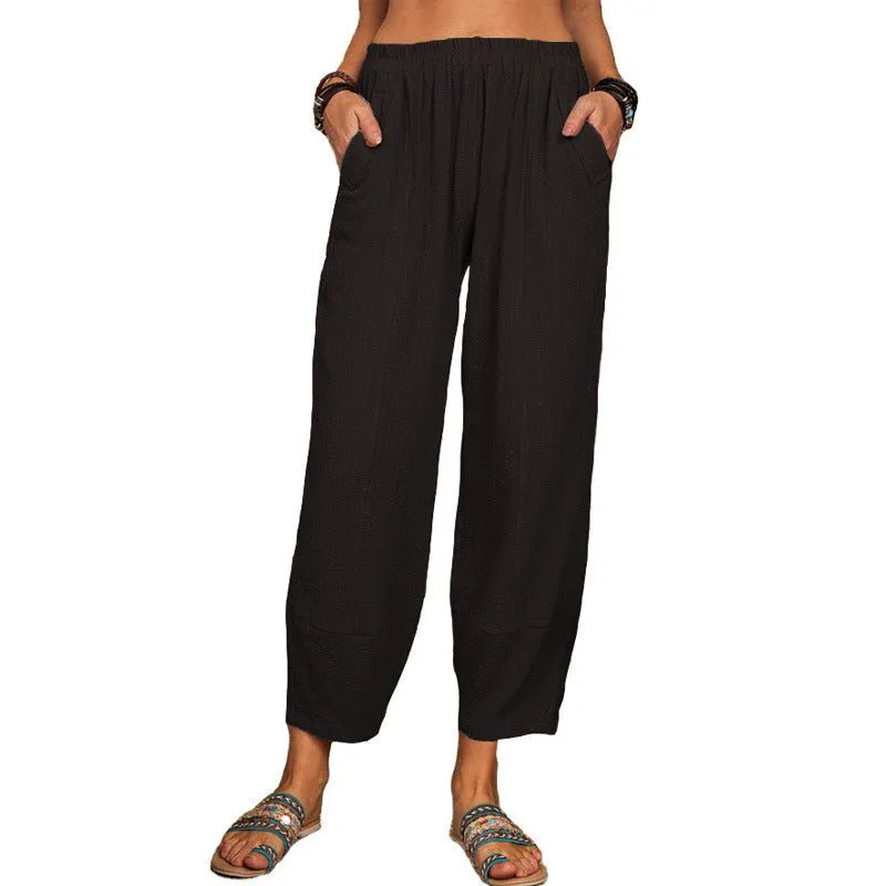 Ankle Length Wide Leg Casual Pants