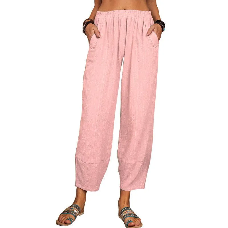 Ankle Length Wide Leg Casual Pants