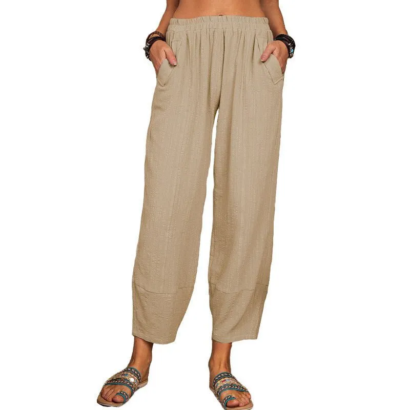 Ankle Length Wide Leg Casual Pants