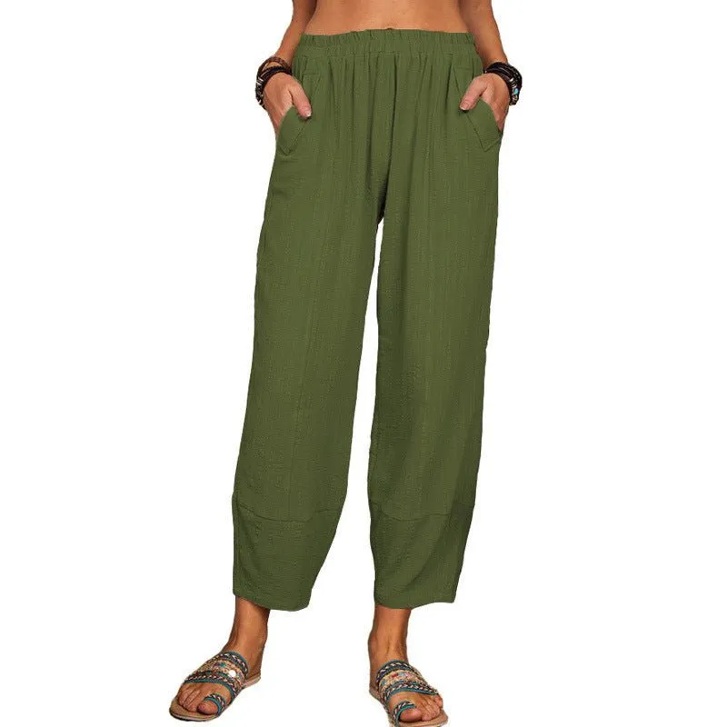 Ankle Length Wide Leg Casual Pants