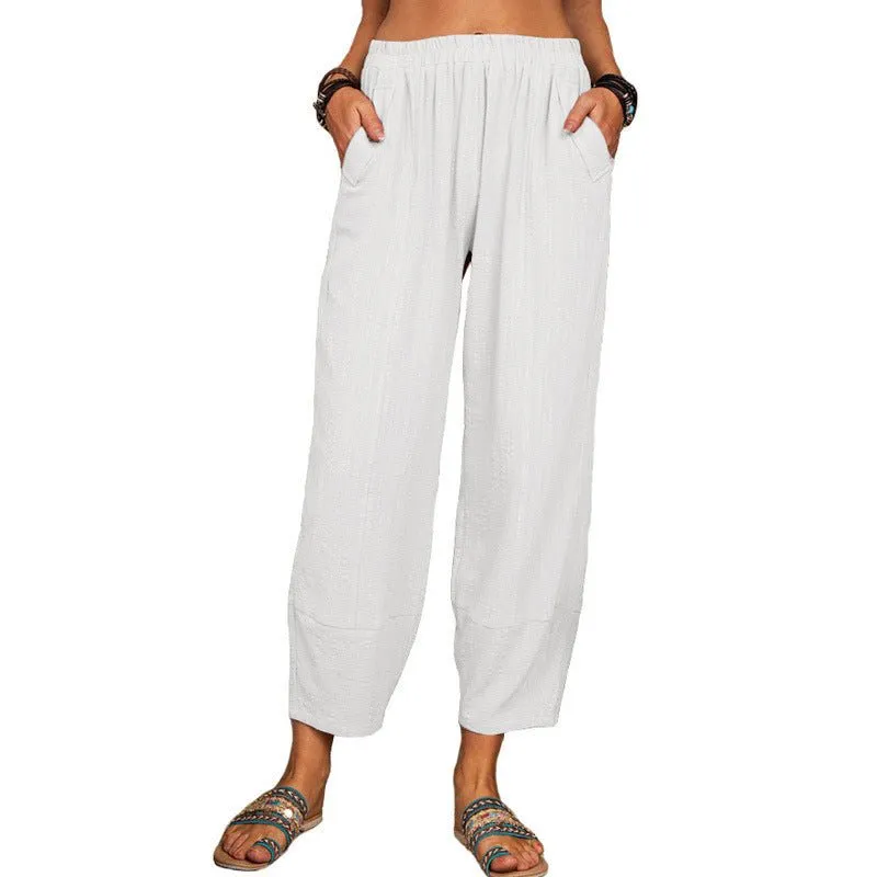 Ankle Length Wide Leg Casual Pants