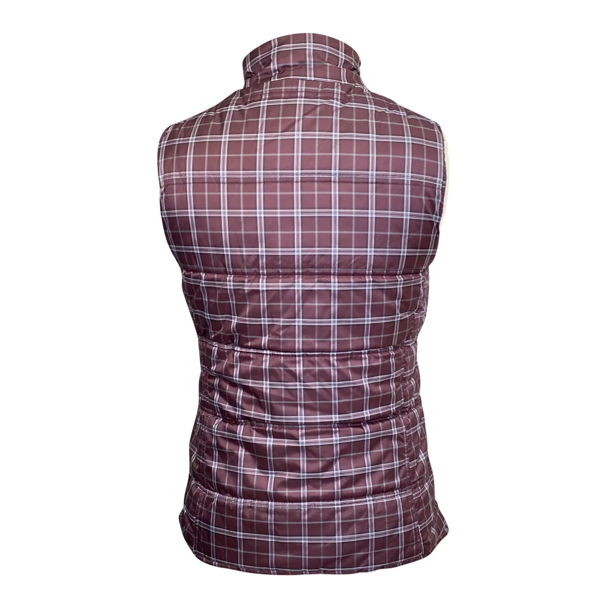 Ariat Womens XS Galway Reversible Vest - Grey and Burgundy Plaid Design