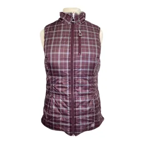 Ariat Womens XS Galway Reversible Vest - Grey and Burgundy Plaid Design