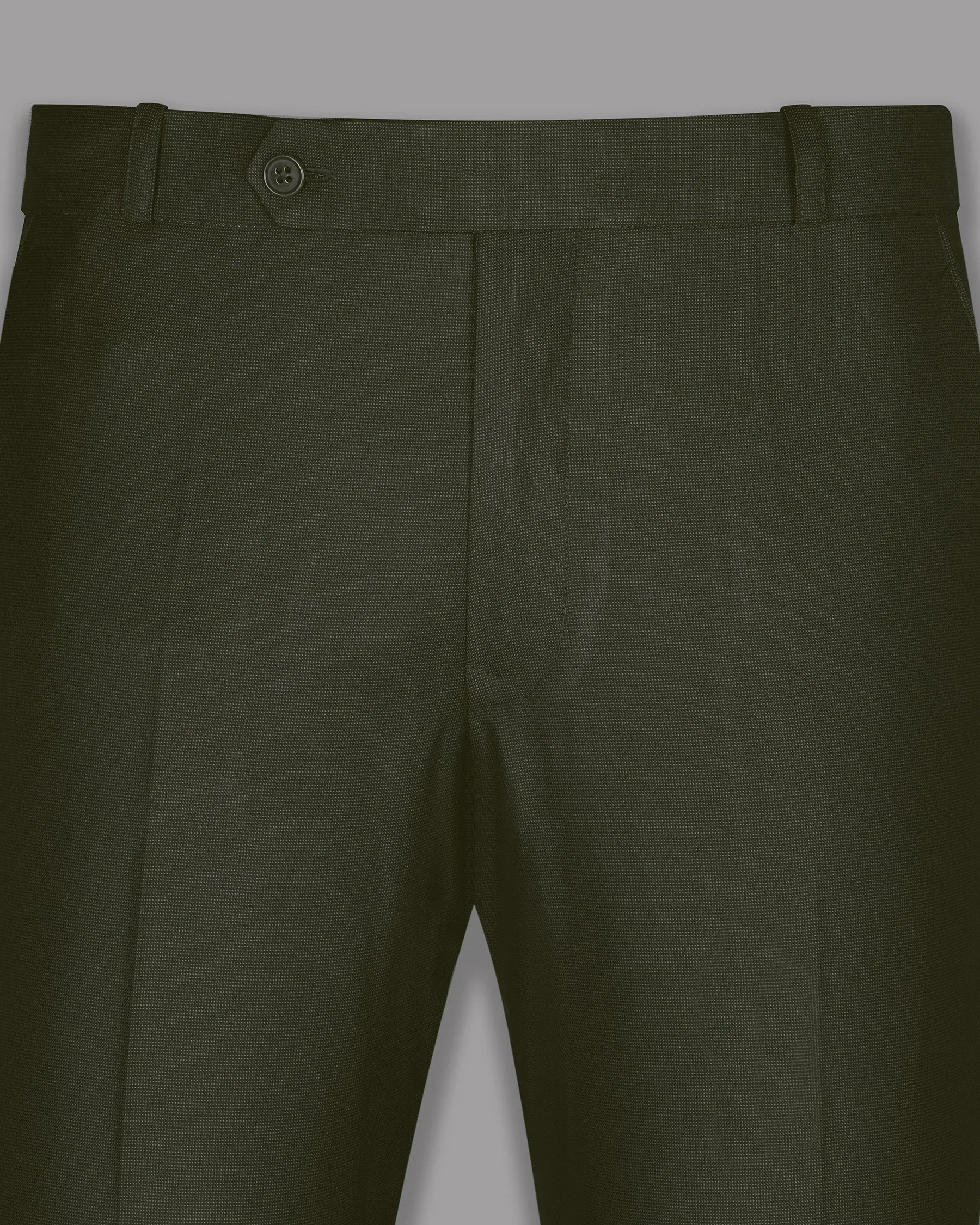 Army Green Micro Dotted Wool Blend Formal Pant