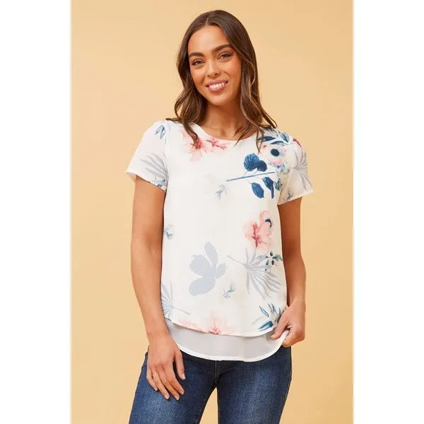 ASH DOUBLE LAYER FLORAL TOP