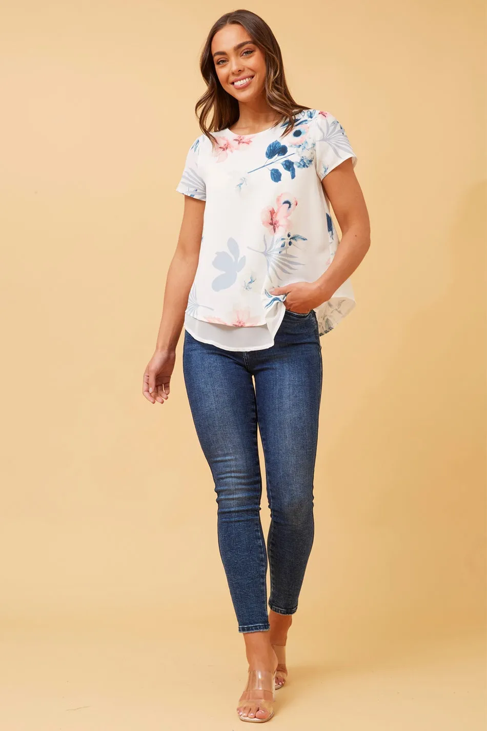 ASH DOUBLE LAYER FLORAL TOP