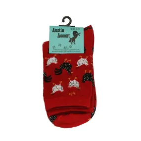 Austin Accent Women's Mid Calf Chicken Print Socks