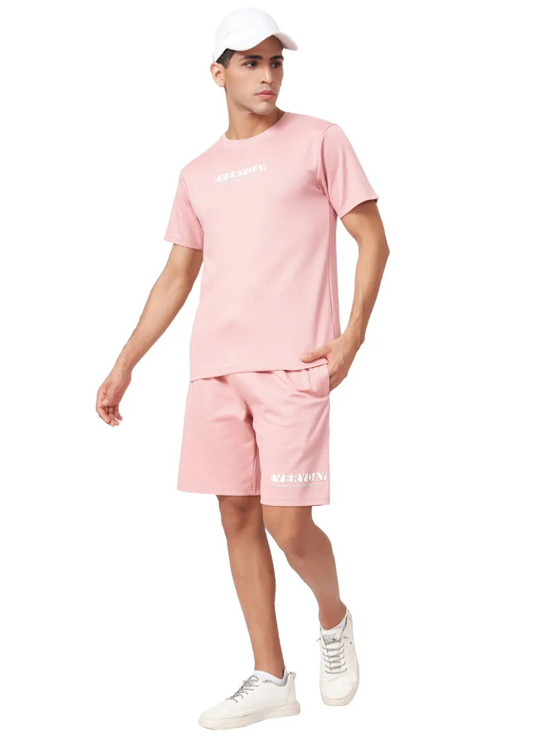 Baby Pink T-shirt And Shorts Co-Ord Set