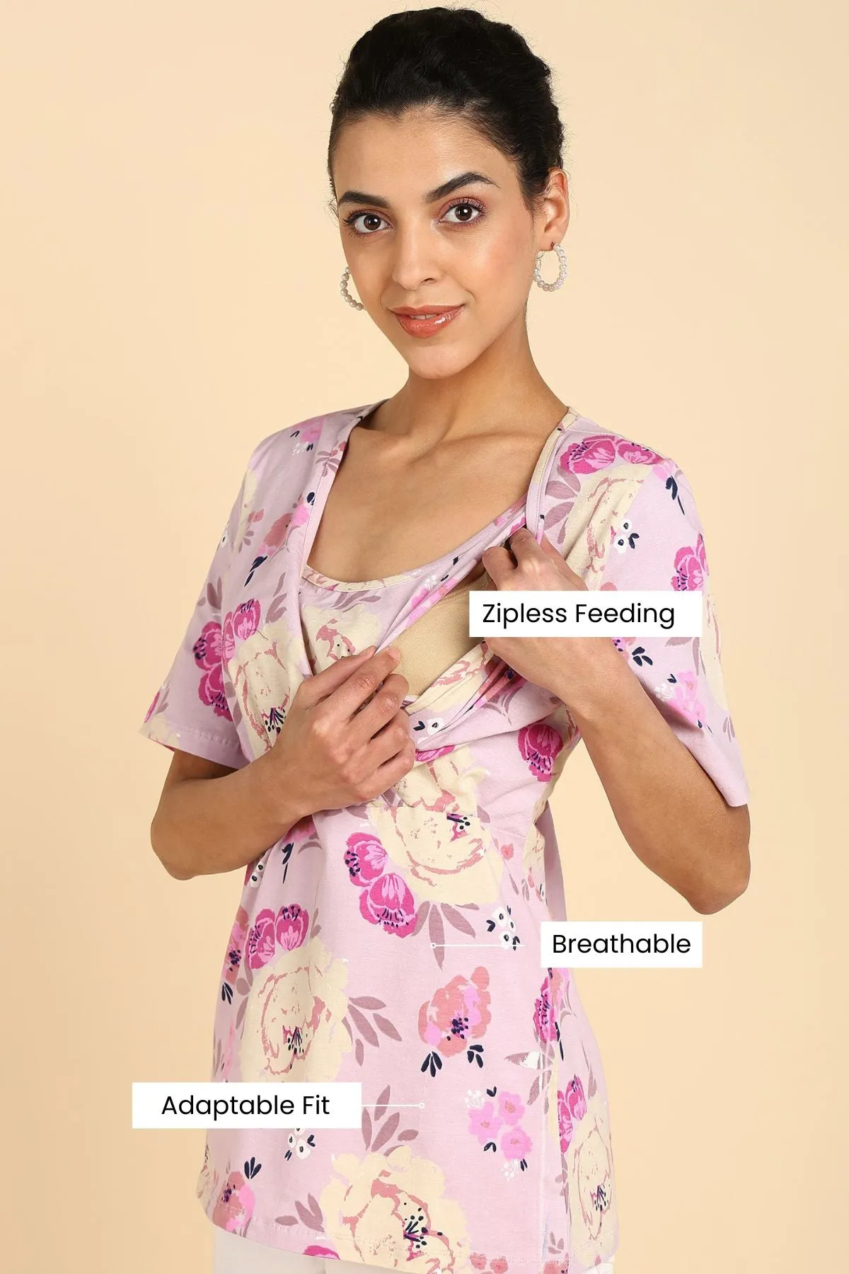 Baby Pink Zipless Maternity Feeding Top