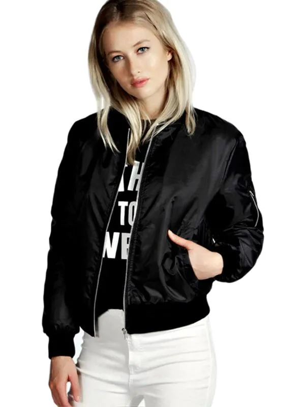 BASIC BOMBER JACKET LONG SLEEVE COAT CASUAL STAND