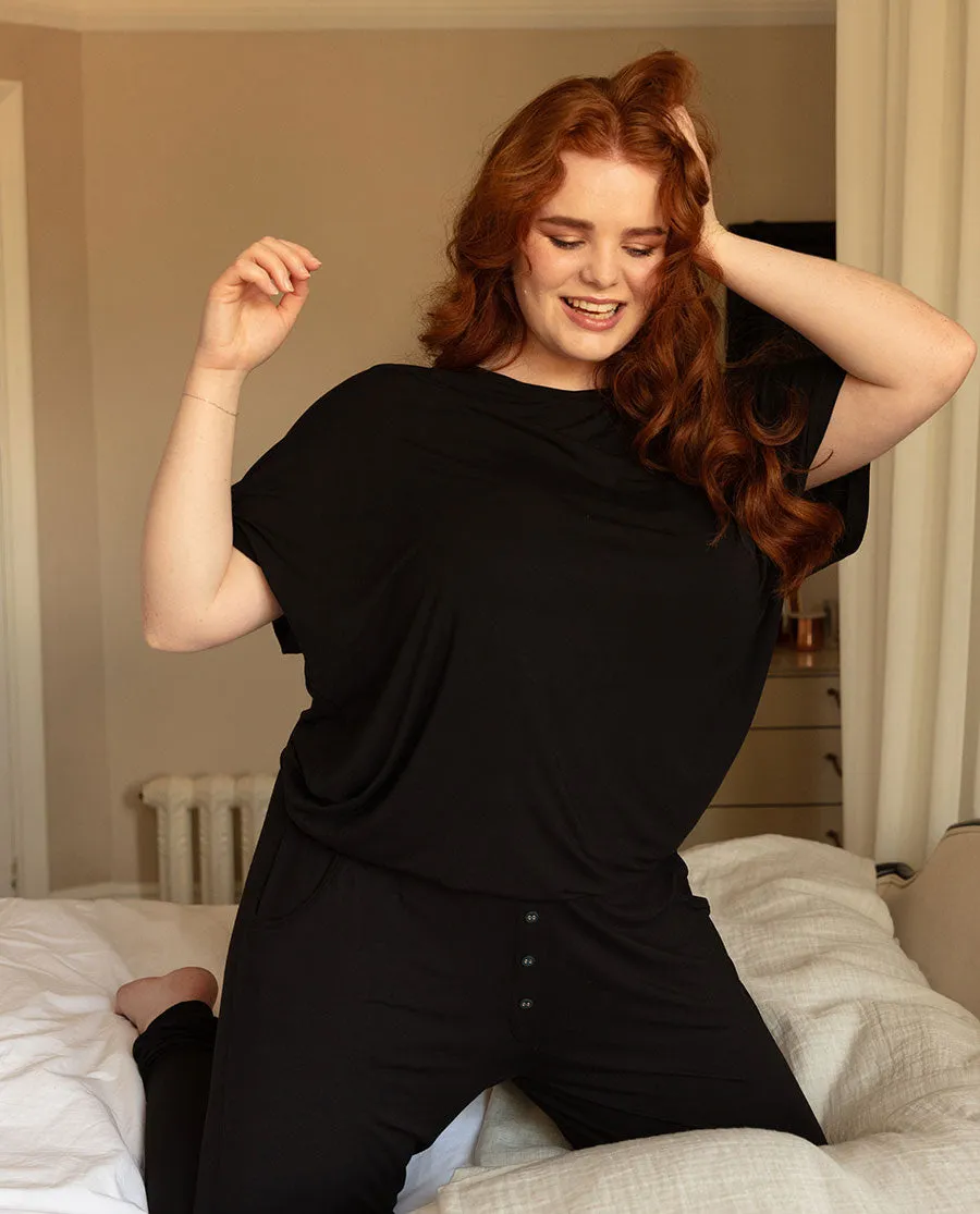 Blake Black Slouch Jersey Pyjama Set