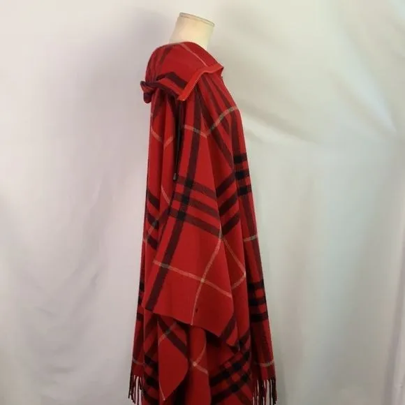 Burberryredplaid lambswool poncho