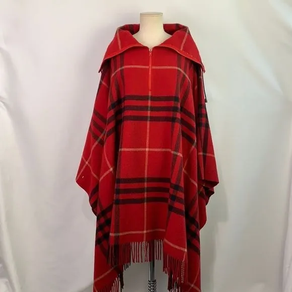 Burberryredplaid lambswool poncho