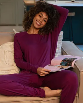 Carina Magenta Solid Slouch Jersey Pyjama Set