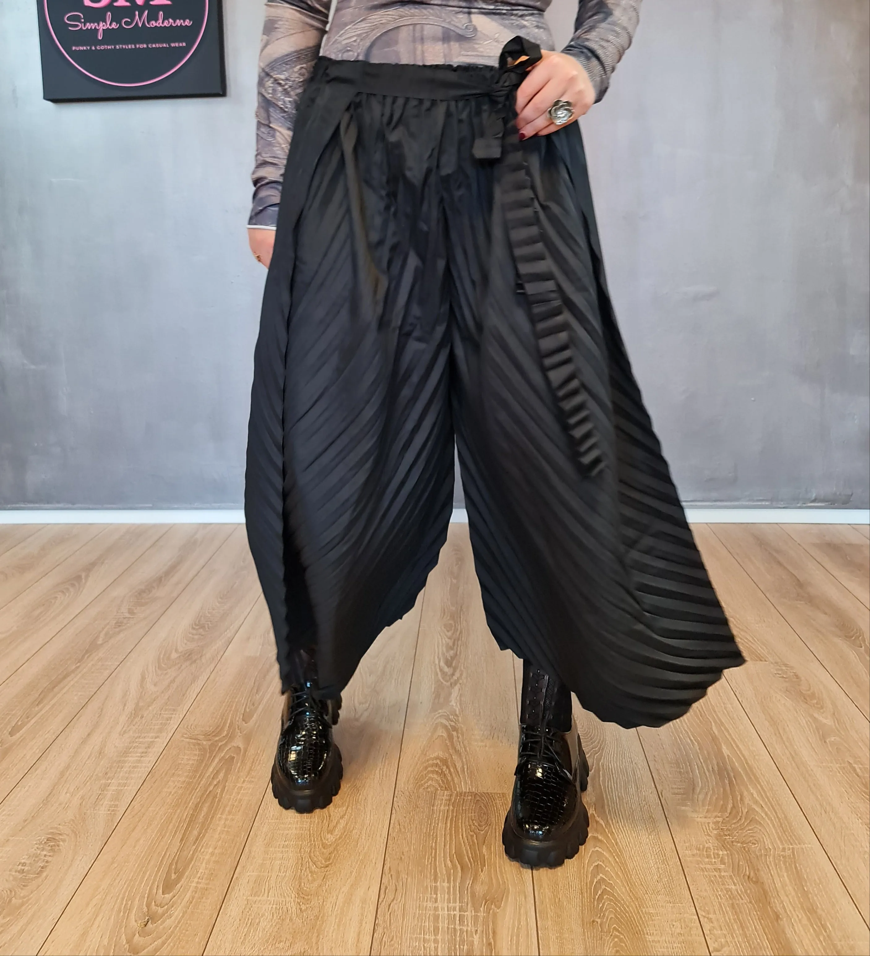 Casual Minimal Goth Regular Irregular Wide Legged Pants