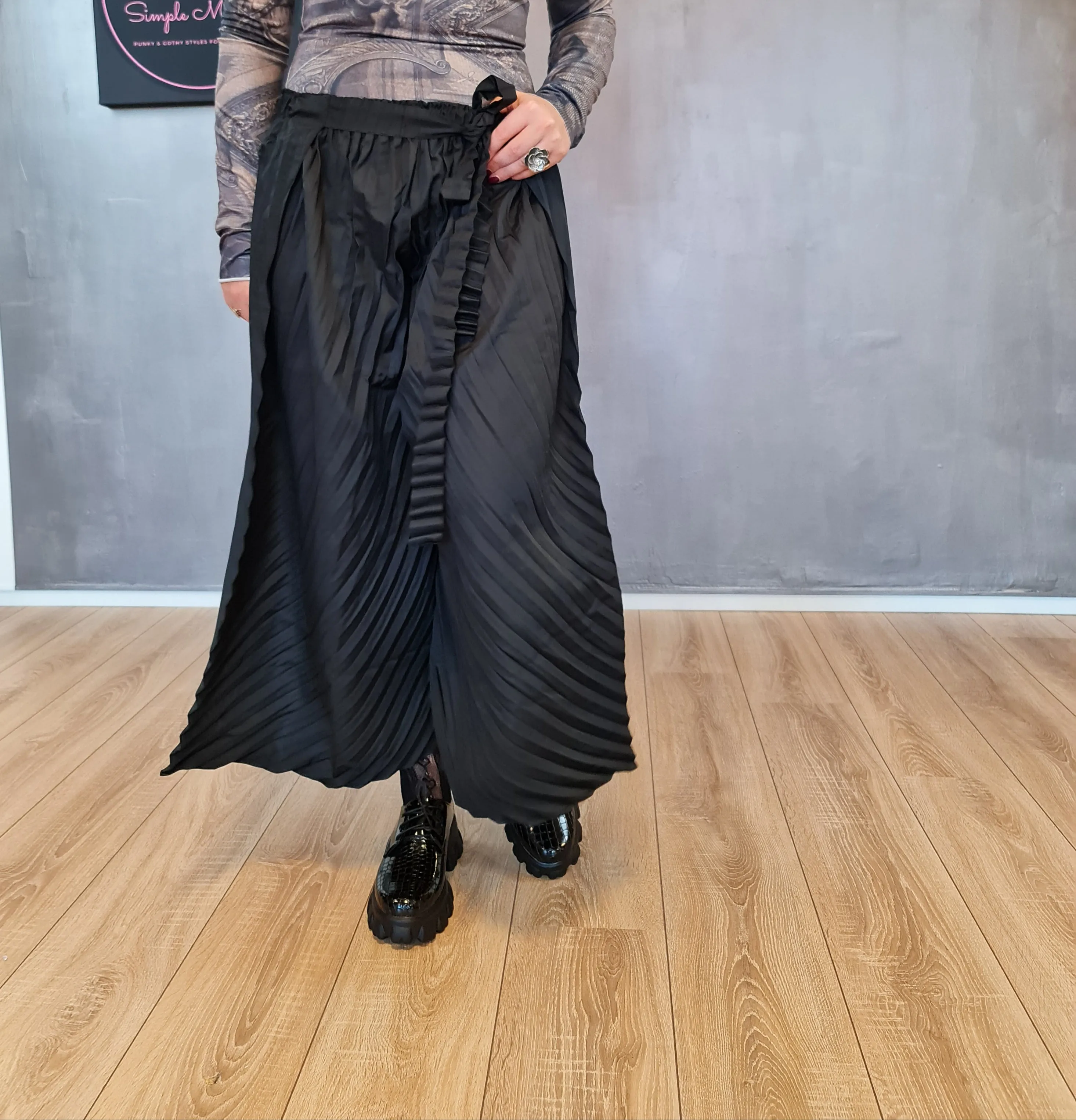 Casual Minimal Goth Regular Irregular Wide Legged Pants