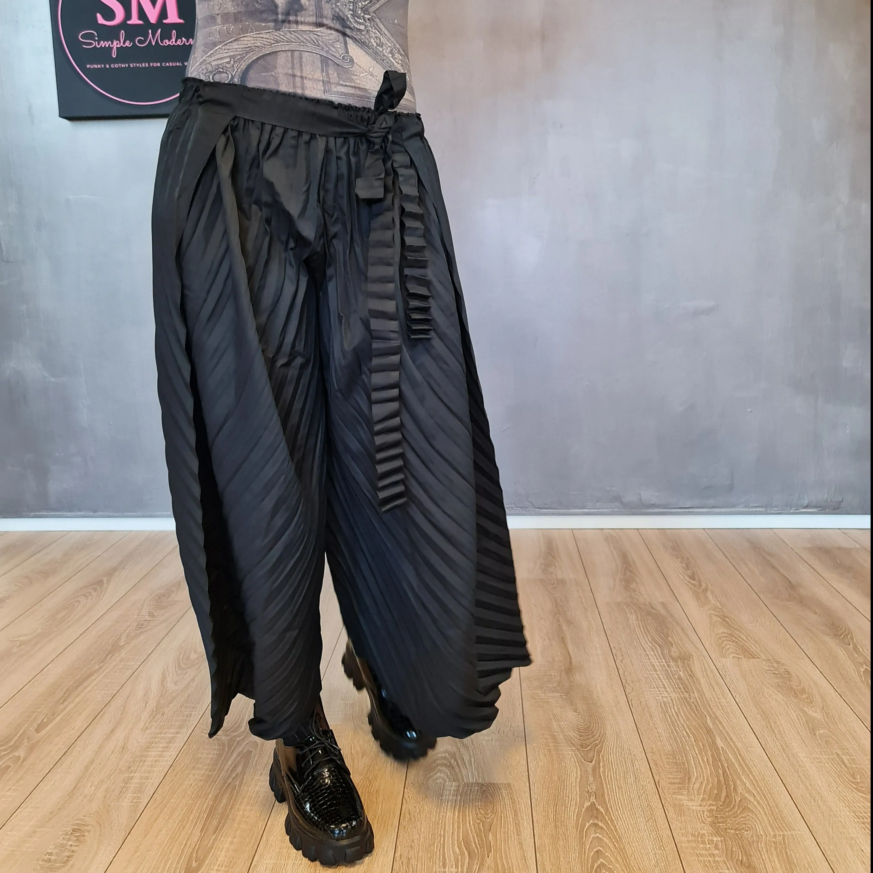 Casual Minimal Goth Regular Irregular Wide Legged Pants