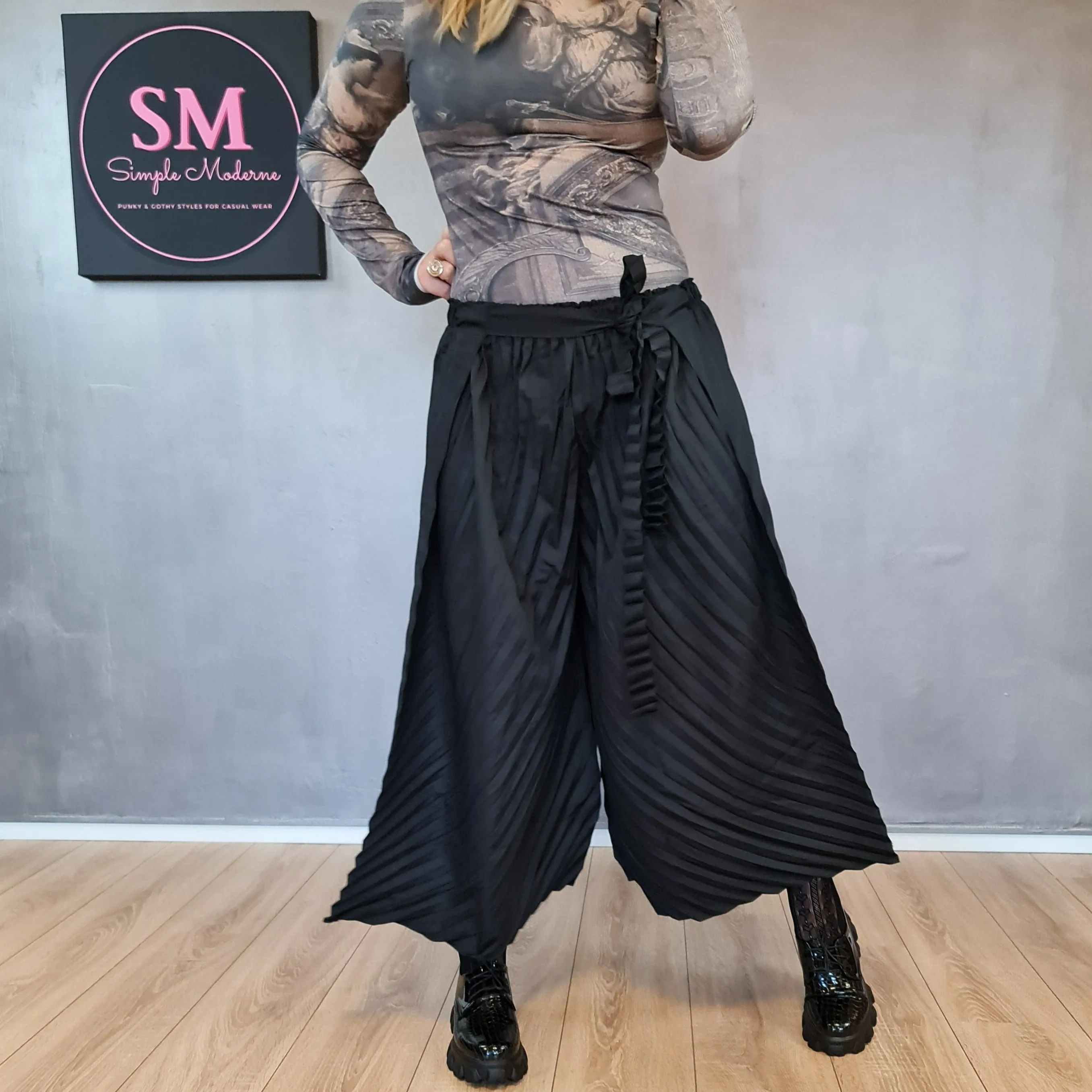 Casual Minimal Goth Regular Irregular Wide Legged Pants