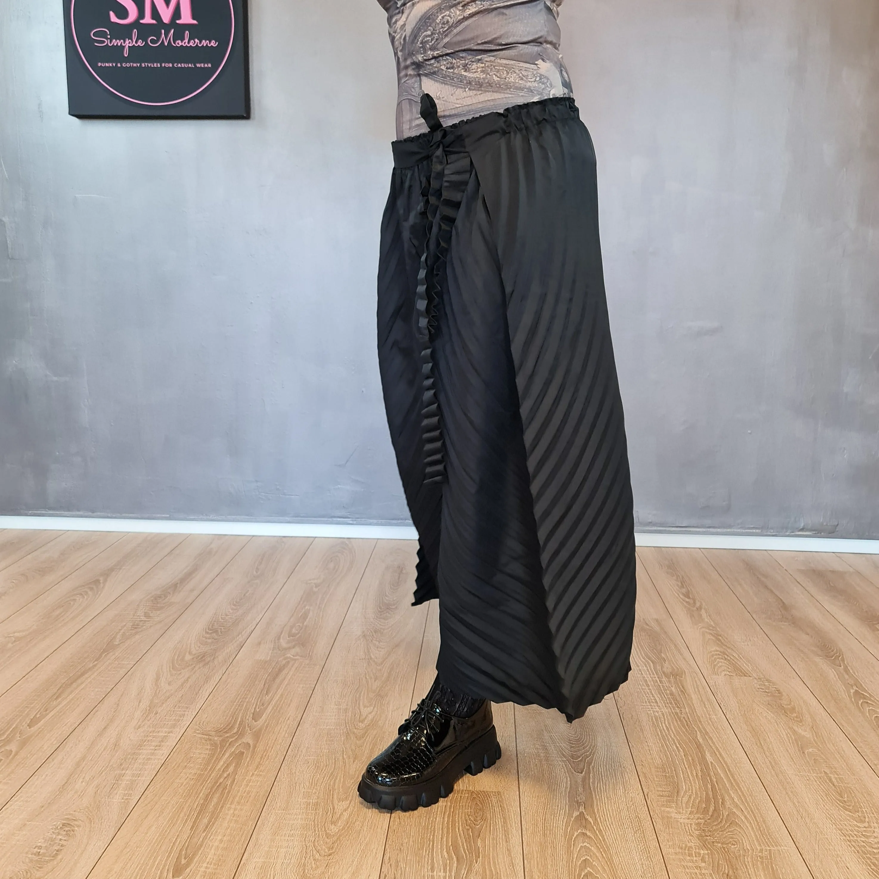 Casual Minimal Goth Regular Irregular Wide Legged Pants