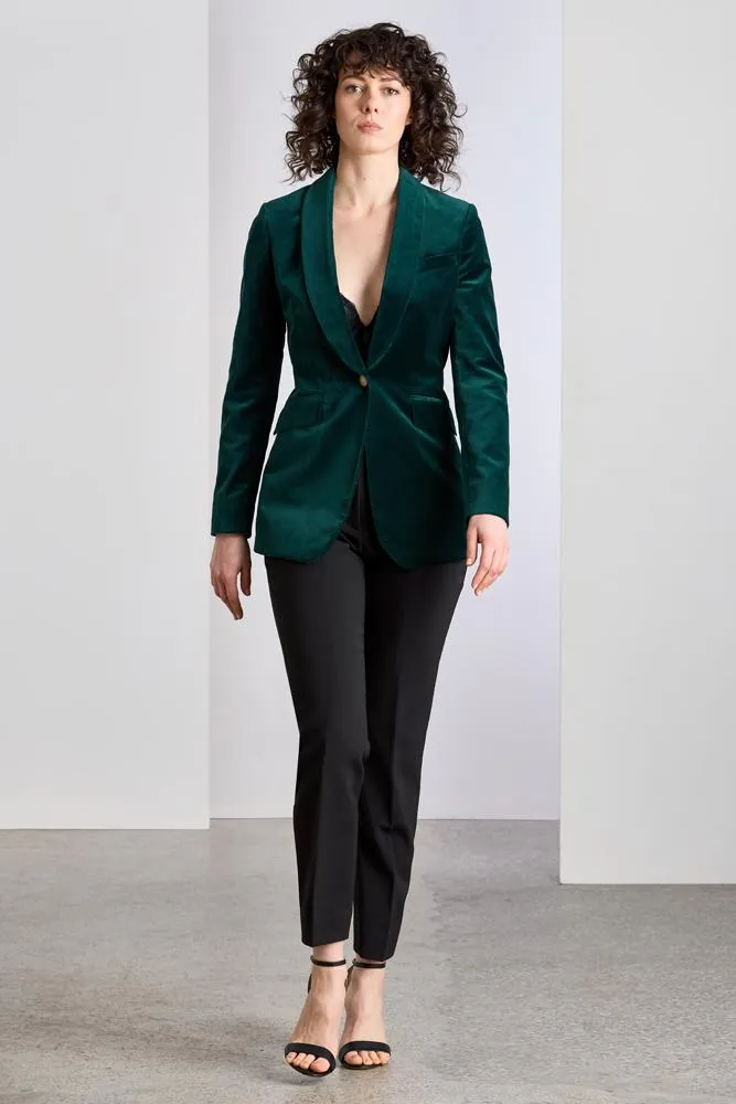 Celine Shawl Jacket - Emerald Green Velvet