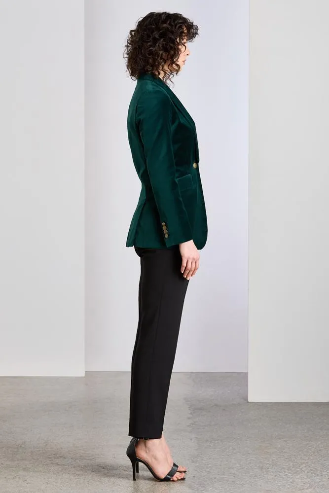 Celine Shawl Jacket - Emerald Green Velvet