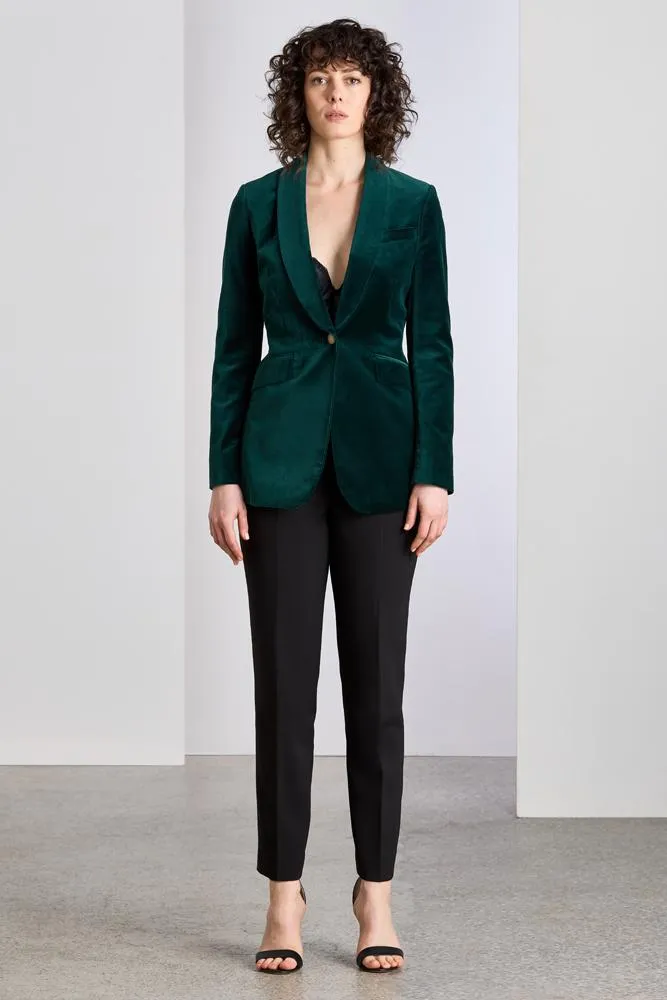 Celine Shawl Jacket - Emerald Green Velvet