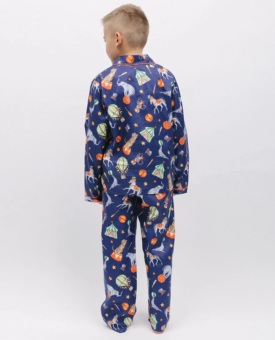 Charlie Kids Unisex Blue Circus Print Pyjama Set