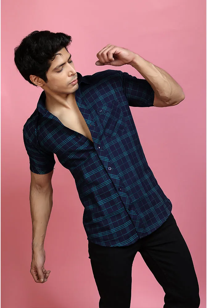 Check Shirt for Men - Men Casual Green Checked Shirt