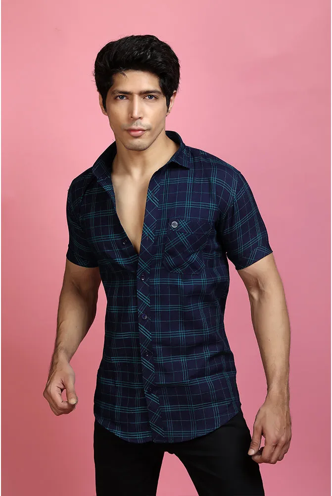 Check Shirt for Men - Men Casual Green Checked Shirt