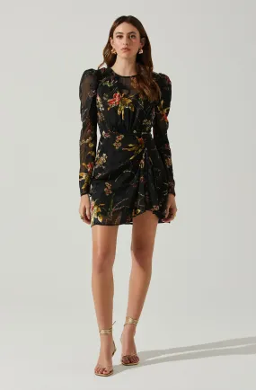 Cindy Floral Burnout Long Sleeve Mini Dress