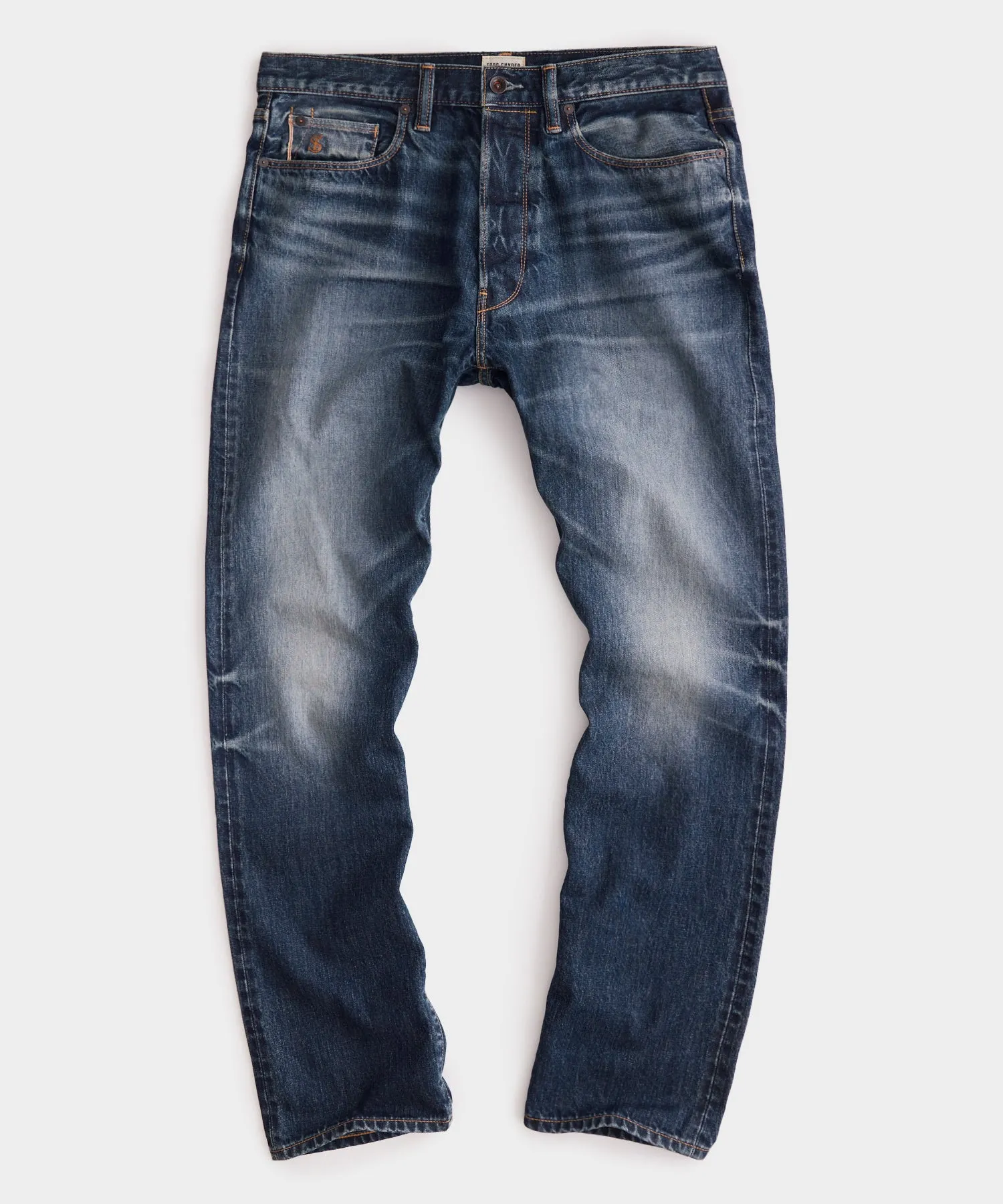 Classic Fit Selvedge Jean in Distressed Indigo