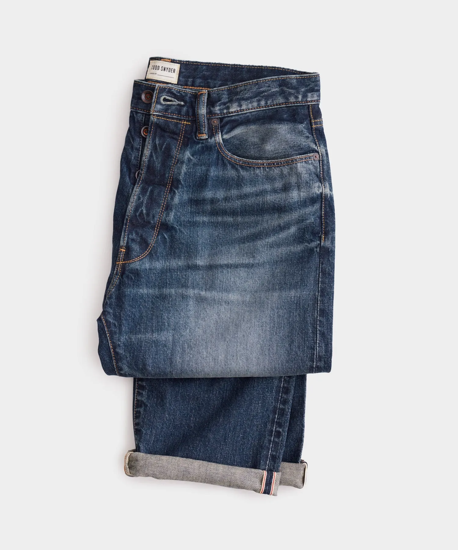 Classic Fit Selvedge Jean in Distressed Indigo