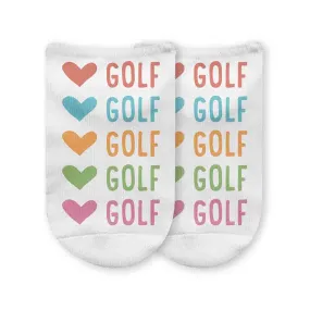 Colorful Heart-Golf Novelty No Show Socks