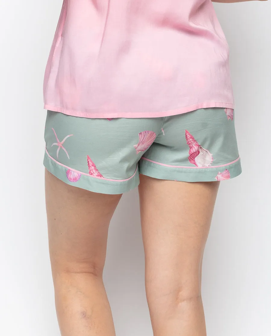 Coral Shell Print Shorts