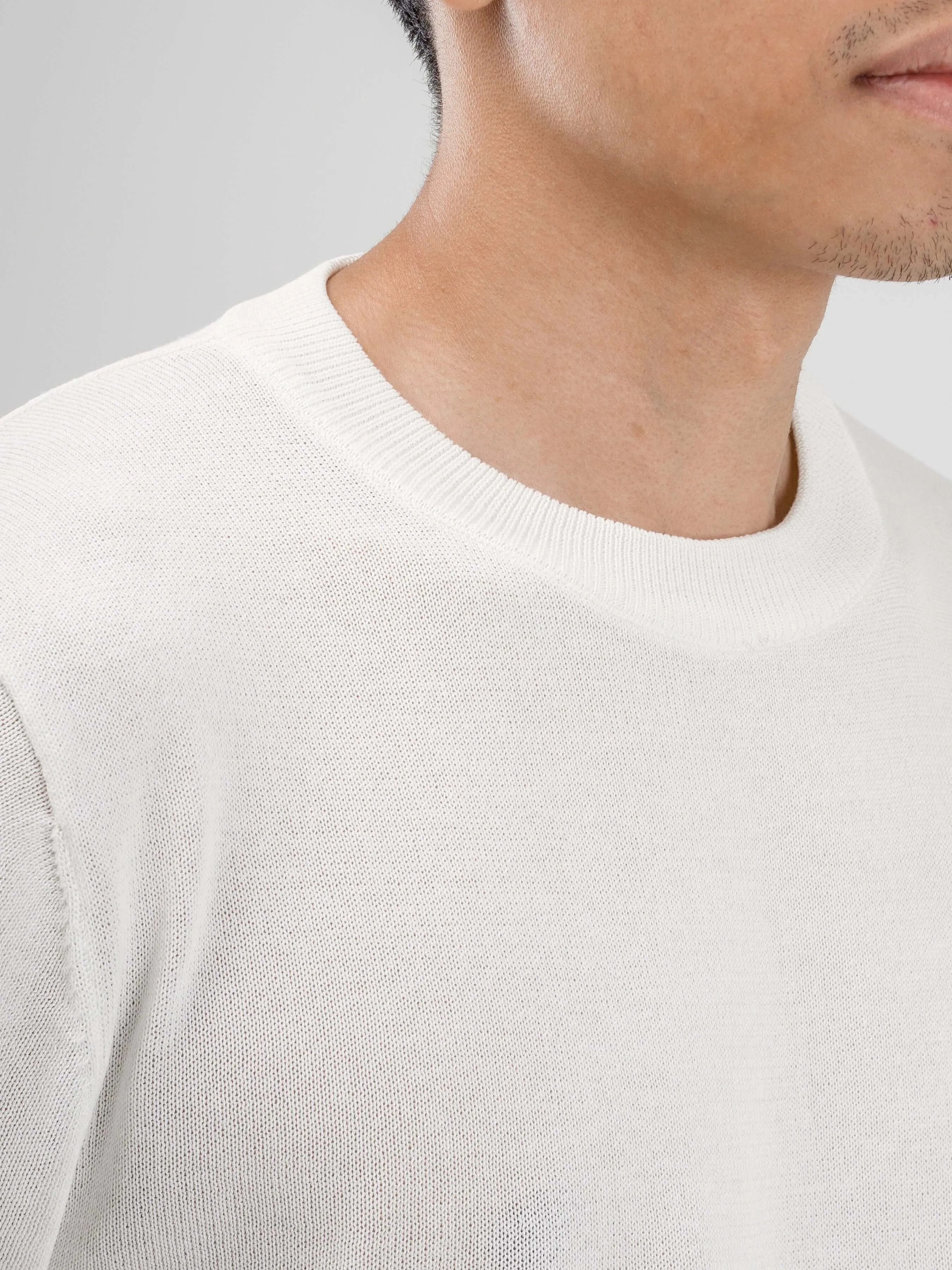 Dany Round Neck Knit Tee - White