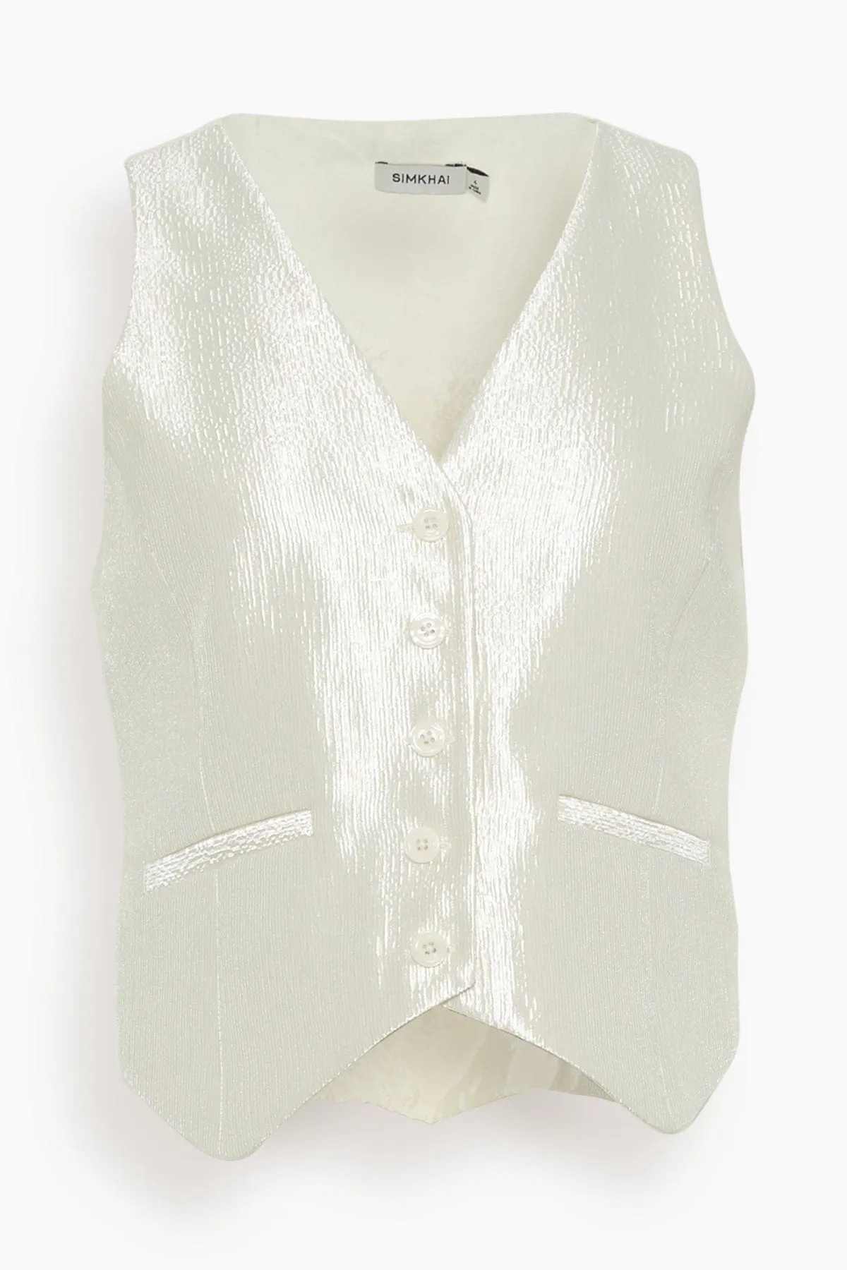 Deb Textured Satin Vest in Cream