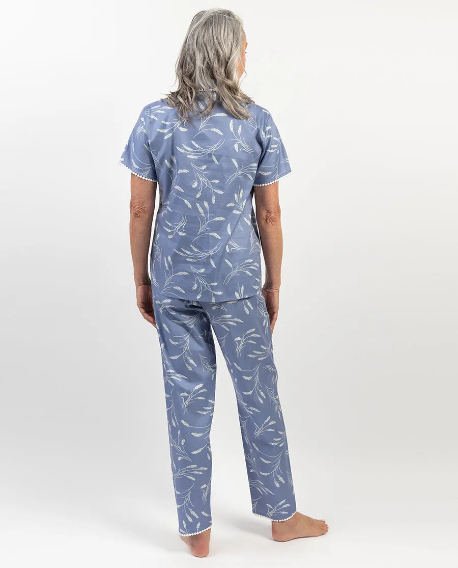 Delilah Lace Trim Wheatsheaf Print Pyjama Set