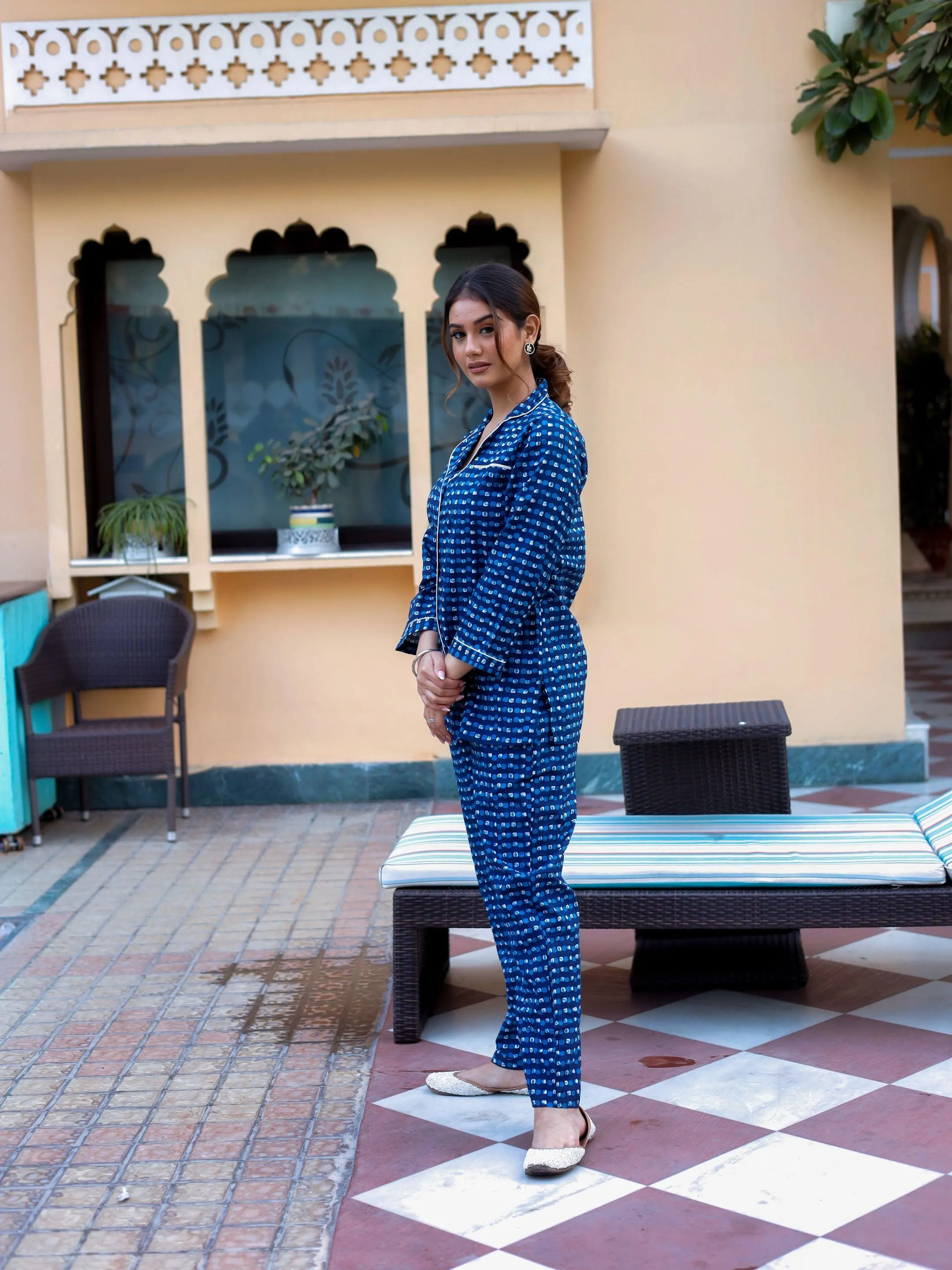 Divena Blue Printed Night suit