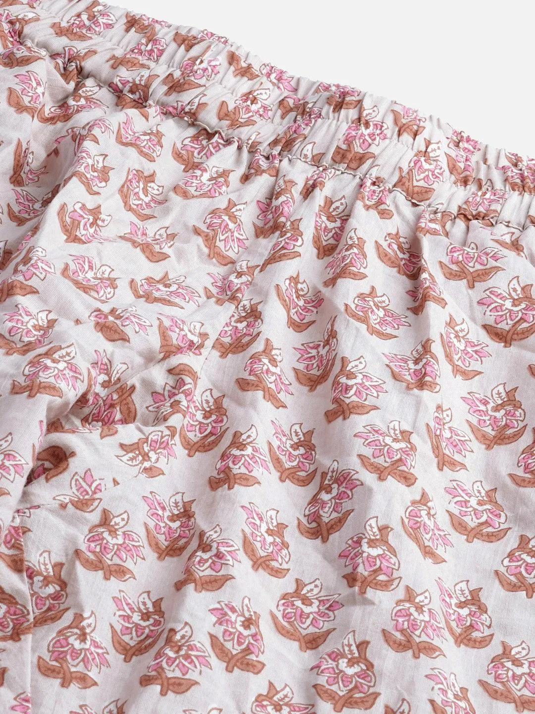 Divena  Floral Pink Motif Cotton Nightsuit