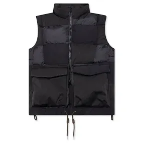 Faux Suede Mix Vest - Black